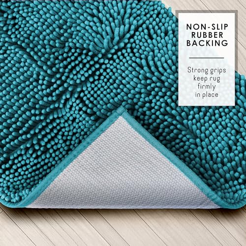 Hearth & Harbor Chenille Bathroom Rug Set, Non-Slip Quick Dry Bath Mats