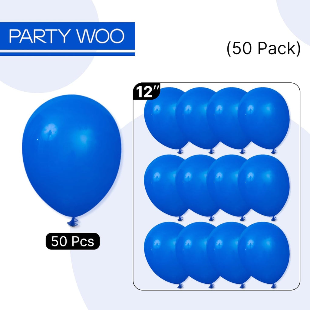 PartyWoo Royal Blue Balloons - 50 Pack of 12-Inch Dark Blue Latex for Weddings & Celebrations