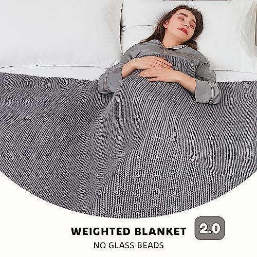 Knitted Weighted Blanket 60"x80" 15lbs for Adults - Breathable & Machine Washable