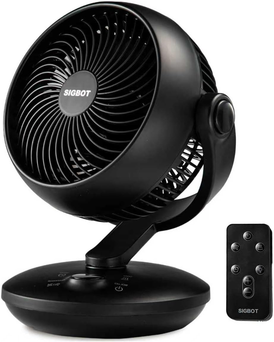 Skiennix Ultra Quiet 10-Inch Desk Fan - Remote Control, 8-Speed Oscillation & 9-Hour Timer | 70ft Airflow