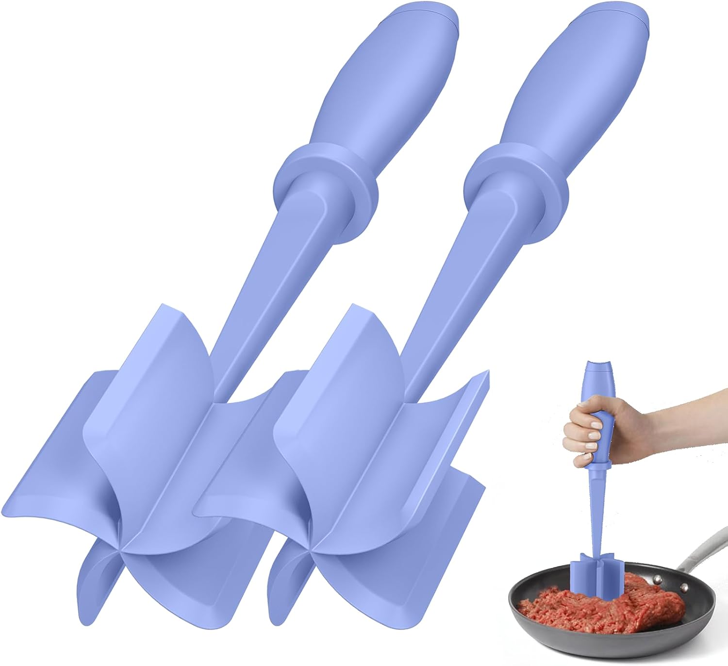 Skiennix Meat Chopper Set - Premium Heat Resistant Hamburger Grinder | 2 Pcs Purple Smasher Tool