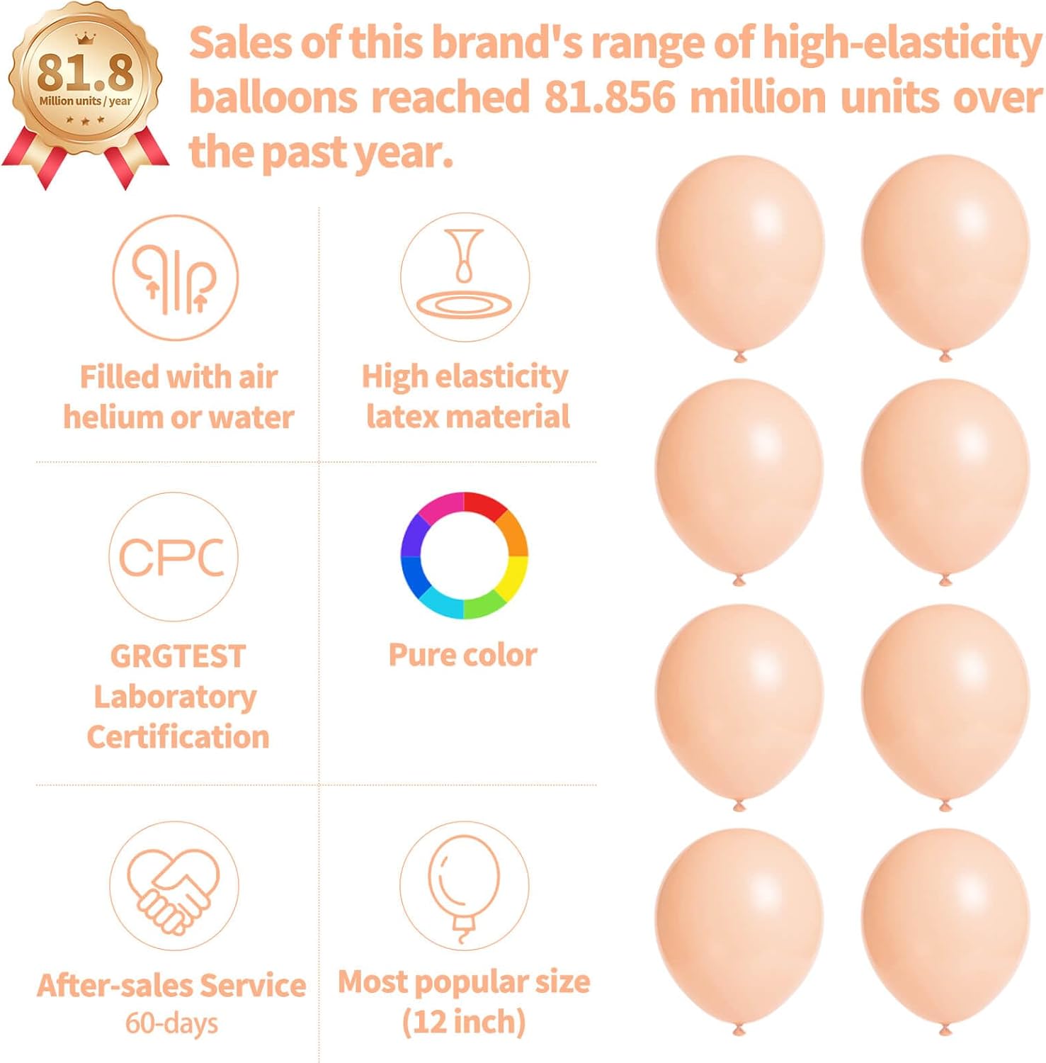 Pastel Orange Balloons by 110pcs - 12 Inch Latex Balloons for Birthday Parties & Baby Showers
