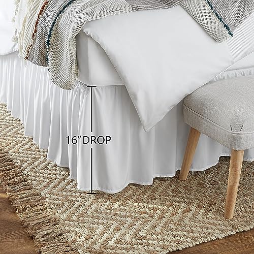 Classic Ruffled Bed Skirt - 16 Inch Drop, Full Size Dust Ruffle, White