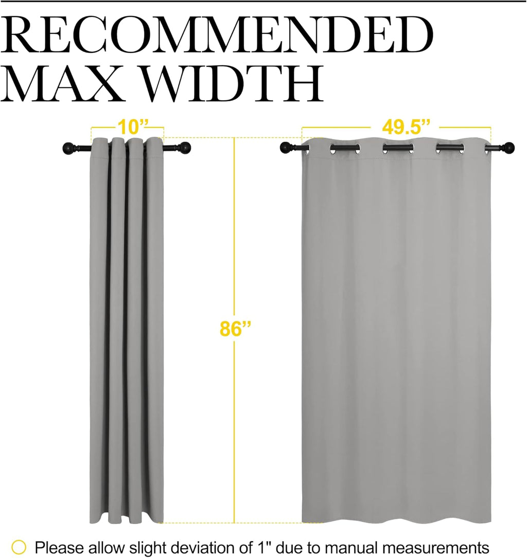 NICETOWN Silver Grey Room Darkening Curtain Panels - 86" Long | Heat-Blocking Window Treatment (55" Width, 2 Panels)