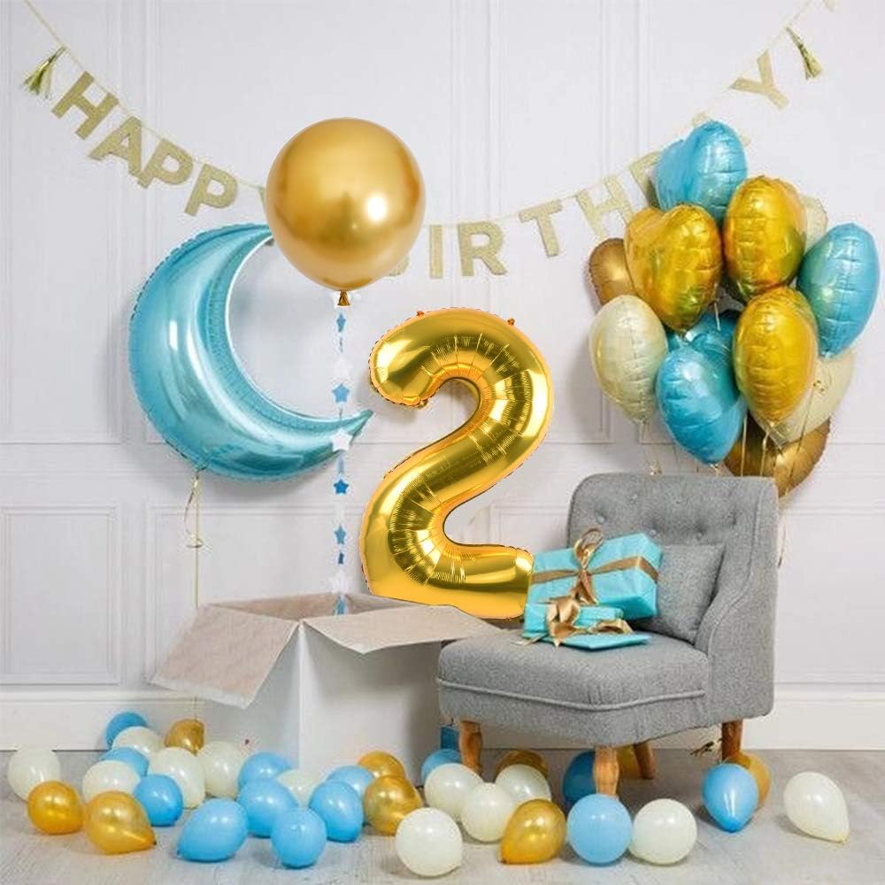 TONIFUL 40 Inch Gold Number Balloons 0-9 | Foil Mylar for Graduation, Weddings & Birthdays