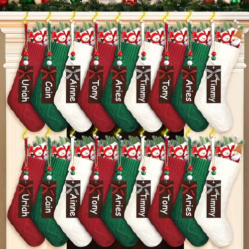 18 Pack Christmas Stockings with Lights – 18'' Cable Knit Stockings