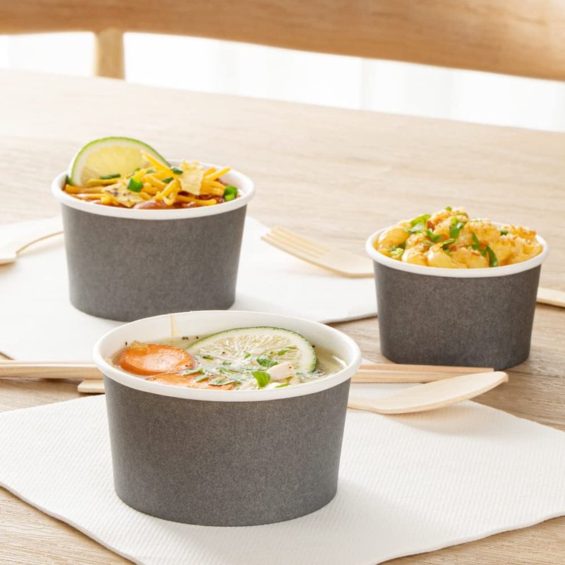 Coppetta 8-Ounce Dessert Cups, 200 Disposable Ice Cream Cups - Lids Sold Separately, Sturdy, Gray Paper Frozen Yogurt Bowls, For Hot And Cold Foods, Perfect For Gelato Or Mousse - Restaurantware