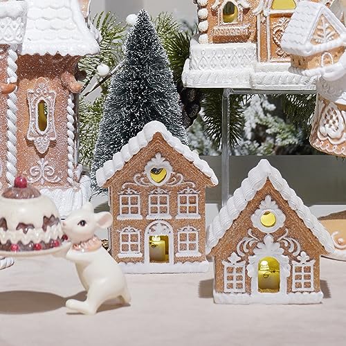 Lighted Gingerbread House Kit - 2-Piece Resin Miniature Christmas Decor