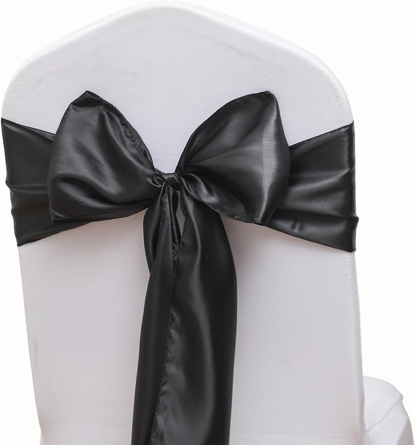 Regine Switzerland Satin Black Chair Sashes - 50 Pack of 7 x 108 Inch Universal Ties for Weddings & Events