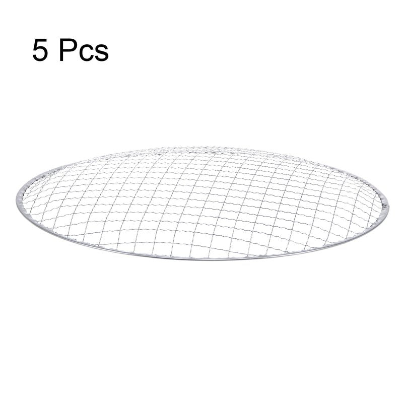 HARFINGTON 5pcs Round BBQ Grill Net 11.6"x0.9" Galvanized Iron Barbecue Mesh Mat for Baking Smoking Charcoal Grilling Roasting