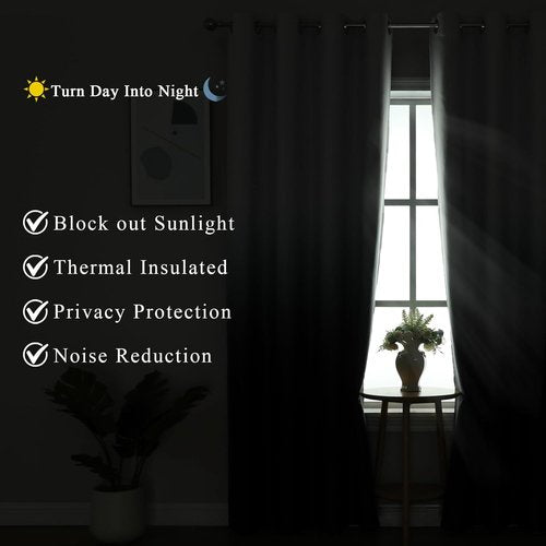 Estelar Textiler Blackout Curtains - Ombre Design, Thermal Insulated, 84 Inch Long, 2 Panels, 52x84 Inch