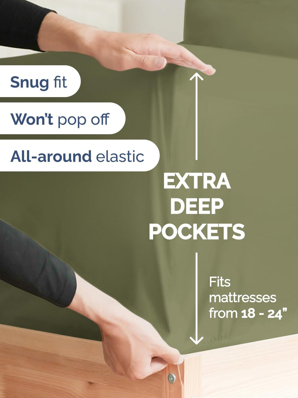 Skiennix Extra Deep Twin Sheet Set - 4-Piece Breathable Cooling Bedding - Soft, Wrinkle-Free Sage Green