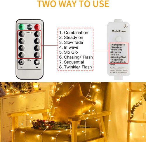 Koopower 65ft LED Indoor String Lights - 200 Dimmable Fairy Lights with Remote & Timer | Warm White for Bedroom, Wedding & Party