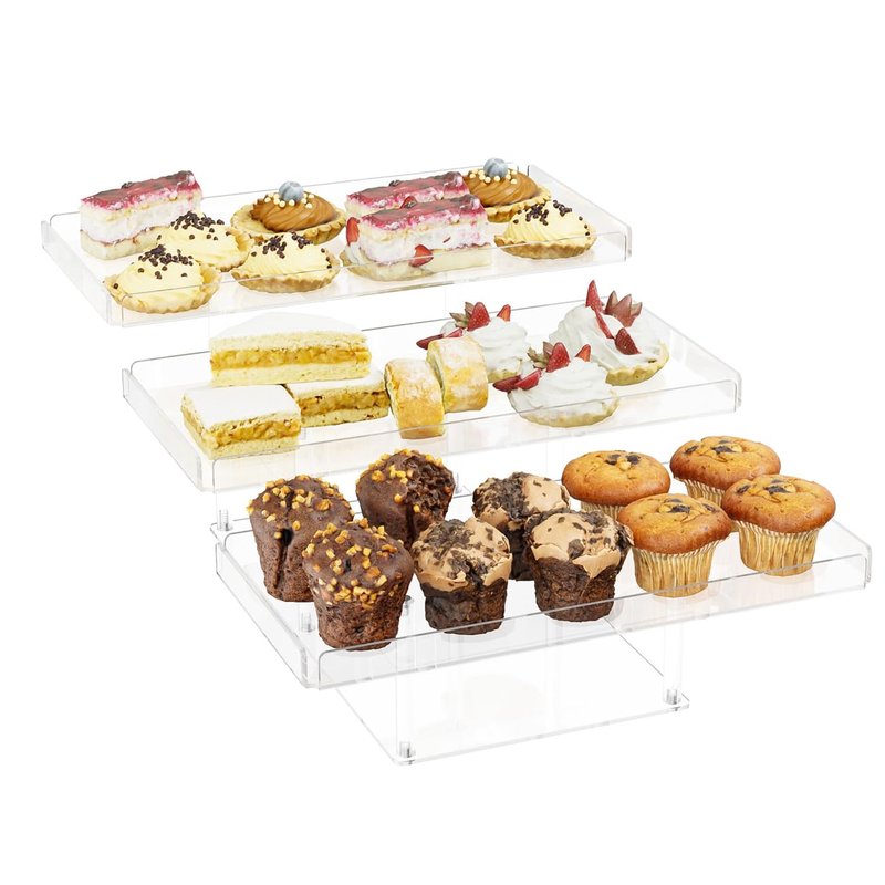 BYCY 3 Tier Cupcake Stand Set - Clear Acrylic Dessert Table Display Set for Pastry Food Treat Tier Cookie Dessert Platter, Tier Serving Trays Holder for Wedding Baby Shower Tea Party