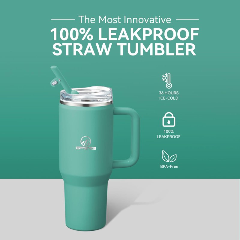 Gpeng 40 oz Stainless Steel Tumbler with Detachable Handle - Leakproof and Insulated Water Bottle, Versatile for Hot or Cold Drinks