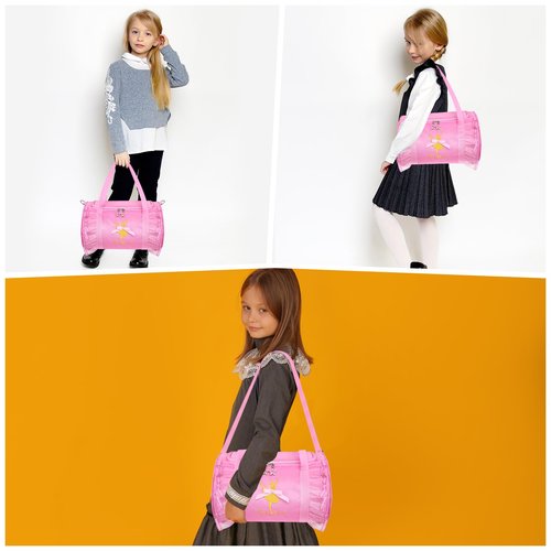 KingBig 2024 Cute Ballet Tutu Dress Dance Backpack Bag, Girls Personalized Waterproof Ballerina Duffle with Key Chain Cute Plush Pink Hanging Bag (Pink)