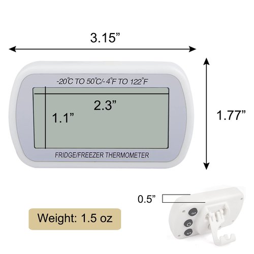 AEVETE 4 Pack Waterproof Digital Refrigerator Thermometer Large LCD, Freezer Room Thermometer with Magnetic Back, No Frills Easy to Read