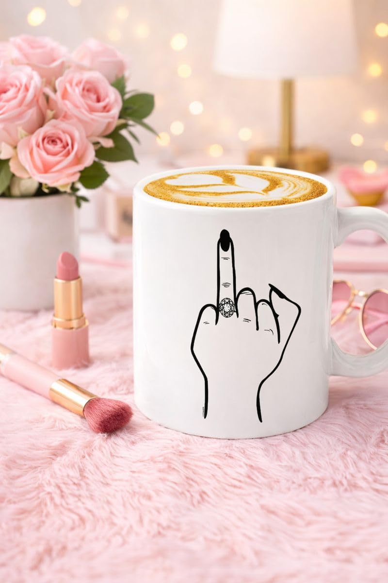 Veracco Funny Engagement Coffee Mug for Bride To Be – Ring Finger Bride Mug – Bridal Shower Gift – Bachelorette Party Cup – Newly Engaged Gift 11 oz