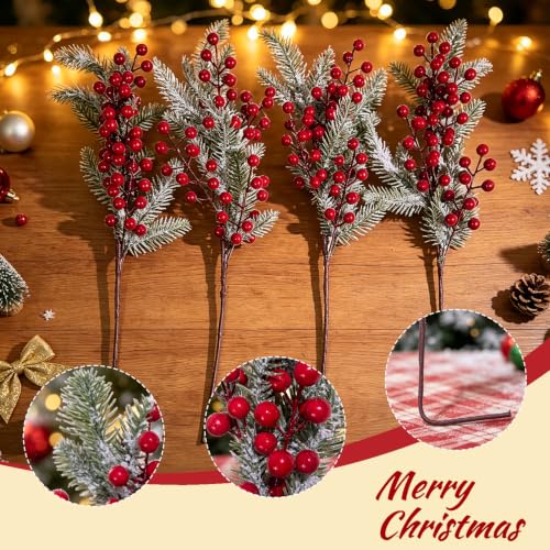 COTOSEY 4 Pack 20 Inch Artificial Christmas Red Berry Picks - Style A
