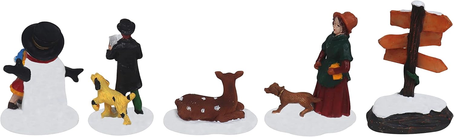 Skiennix Christmas Village Figurines Set - 5-Piece Holiday Decor for Indoor Displays & Gift Giving