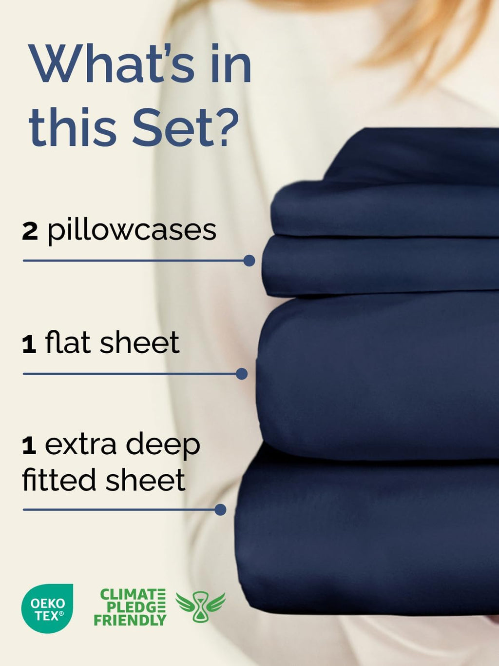 Skiennix Extra Deep Twin XL Sheet Set - 4-Piece Breathable Cooling Bedding - Soft, Wrinkle-Free Navy Blue