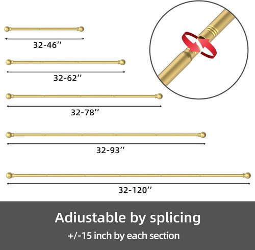 GXOACKJ Decorative Gold Curtain Rods - Heavy Duty Metal Set for Windows 32-48 Inch | 5/8 Inch Diameter