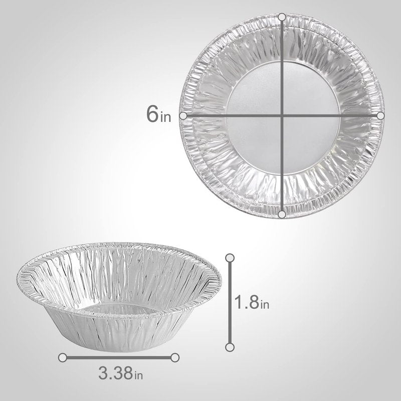 PARTY BARGAINS 12oz Aluminum Pie Pans - 50 Pack, 6-inch Disposable Round Mini Pie Pans for Pies, Tarts, Quiche (Max 240°C)