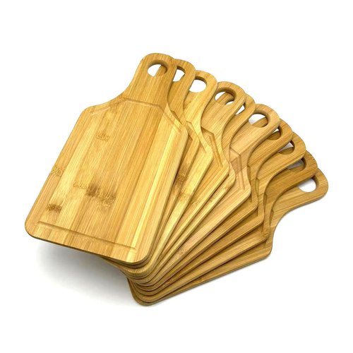 Bulk Plain Bamboo Paddle Cutting Board (Set of 10) | For Customized, Personalized Engraving Purpose | Wholesale Premium Bamboo Blank Board (Handle 16" x 10")