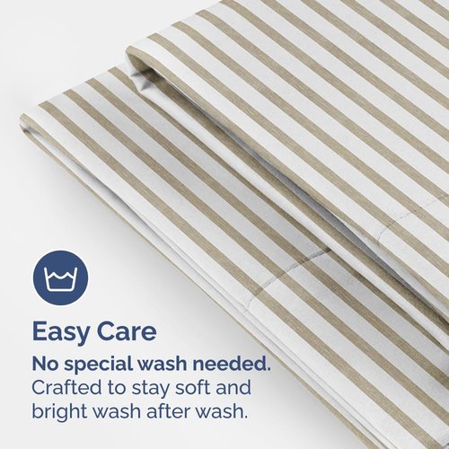 King Pillow Cases by [Brand Name] - Ultra Soft Hotel Quality Covers | Wrinkle-Free & Fade Resistant - Beige Stripes