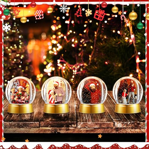 Wettarn 24 Pcs Christmas Snow Globes DIY Craft Kit with Gold Bases