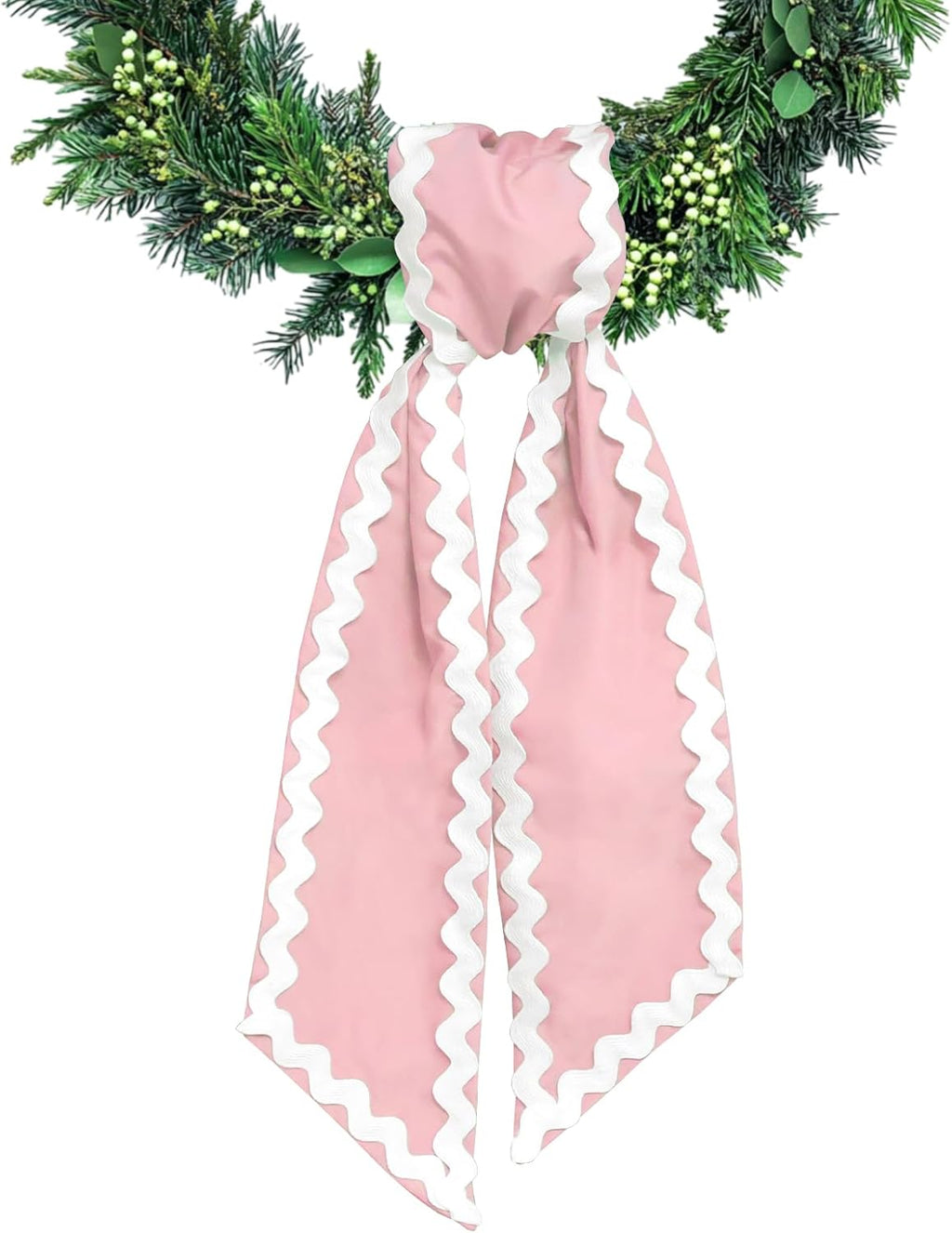 Skiennix Wreath Sash - Pink Cotton Satin Ribbon for Indoor/Outdoor Decor | 5.11 x 55.1 Inches