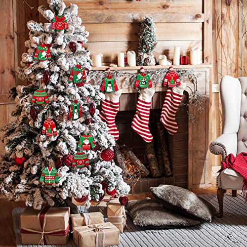 40 Pcs Christmas Ugly Sweater Wooden Ornaments Holiday Tree Decorations