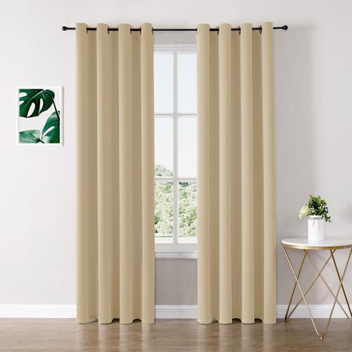 ChrisDowa Blackout Curtains - Thermal Insulated Grommet Room Darkening Panels, 52 x 102 Inch, Biscotti Beige