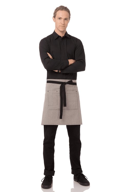 Chef Works Unisex Portland Half Bistro Apron, Black, One Size