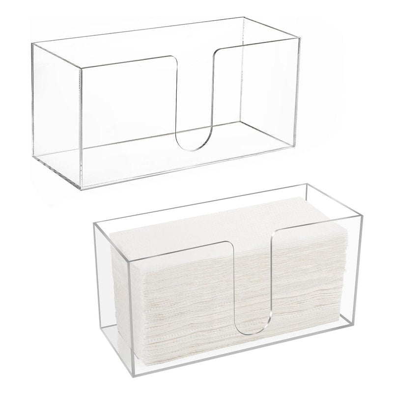 2 Pack Acrylic Countertop Paper Towel Holder, Paper Towel Dispenser for Countertop, Acrylics Napkin Holder(3mm Acrylic) Z-fold, C-fold or MultiFold Trifold Paper Towels for Bathroom, Kitchen