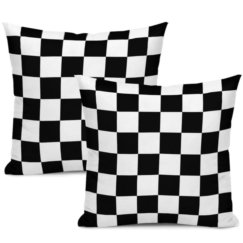 Qwalnely 2 Sets Checkered Decorative Throw Pillow Covers, 20x20 Inch for Living Room Couch Bed Sofa, Black and White Plaid Home Decor, Soft Cushion Case