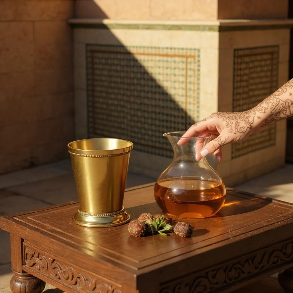 Wonderlist Handicrafts Designer Brass Mint Julep Cup Goblet Tumbler Capacity 12 Ounce Each Gold Julep Cup (Plain)