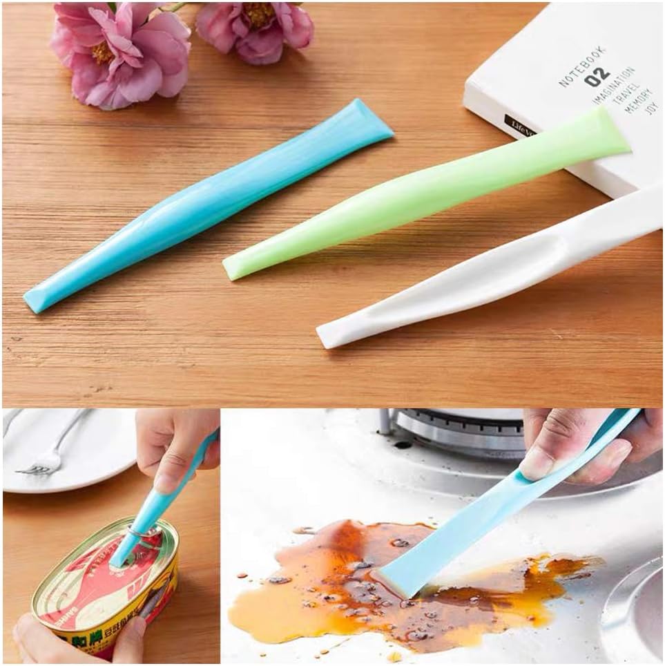 Skiennix 3 PCS Multipurpose Cleaning Scraper Tool - Non-Scratch Plastic for Kitchen & Label Removal