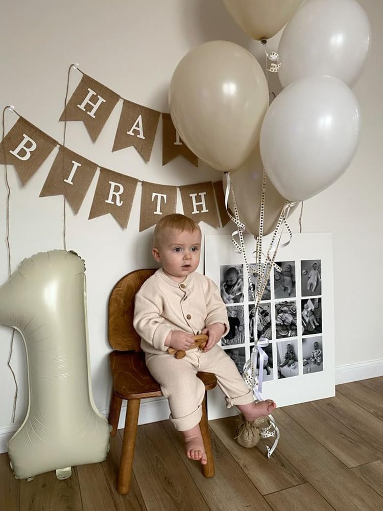 Number Balloons - 40 Inch 1 Balloon for 1st Birthday Party Decorations | Cream White