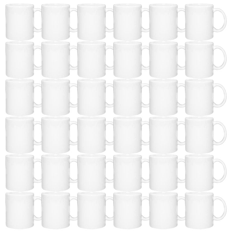 MR.R Set of 36 Sublimation Blanks Dishwasher White Ceramic Coffee Mugs 11oz Blank Ceramic Classic Drinking Cup Mug For Milk Tea Cola Water