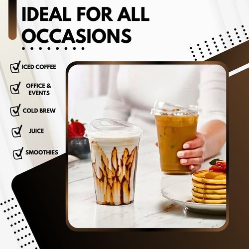 Green Direct 20 oz. Disposable Plastic Clear Cups with Strawless Sip Lids for Iced Coffee 50