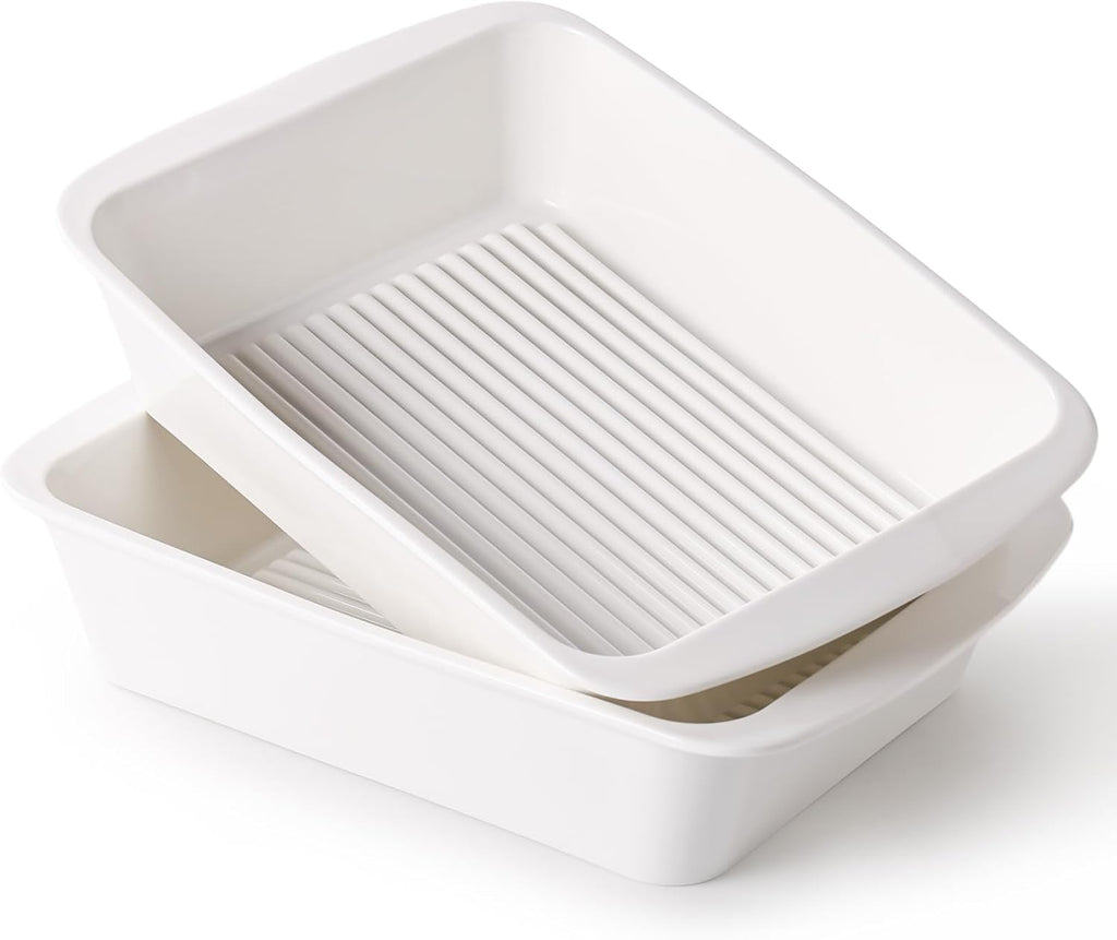 Porcelain Baking Dish Set by [Brand Name] - 9x13 Casserole Dish with Handles | Deep 3.75 Qt for Perfect Lasagna, Microwave & Dishwasher Safe, White