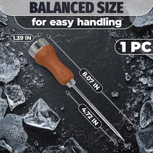 MYCRITEE Classic Stainless Steel Ice Pick with Wooden Handle for Ice Breaking