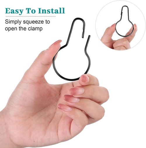 Geetery Metal Shower Curtain Hooks - 150 Pcs Rust Proof Stainless Steel Rings | Multi-Functional Black
