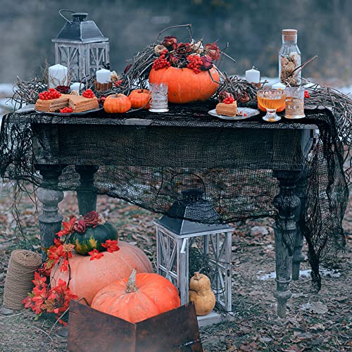 Halloween Black Creepy Cloth Gauze (500" x 39") - Haunted House Decor