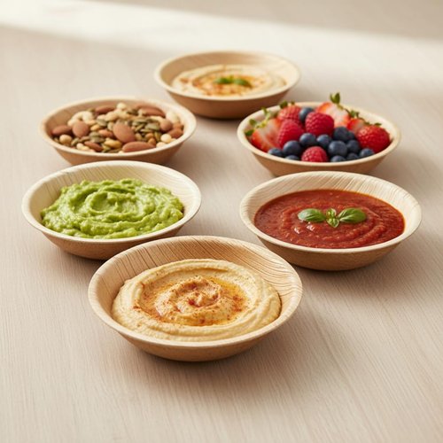 Charity Leaf Disposable Palm Leaf 2.5" Round Mini Bowl (100 pcs) Dipping Bowls | Bamboo Like| All Natural and Biodegradable | Charcuterie Boards, BBQs, and Parties