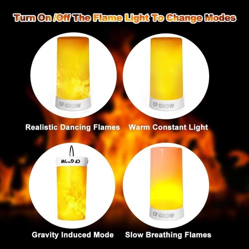 LED Flame Effect Fireplace Light - Remote & Timer, USB Rechargeable Flameless Candle - 2 Pack