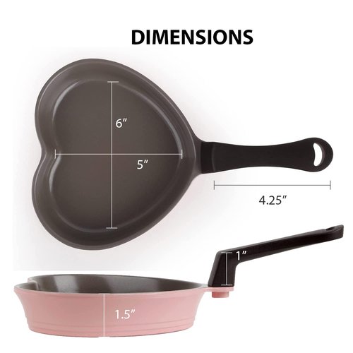 Neoflam 5.5'' Ceramic Nonstick Little Shaped, Frying Griddle Pan, Shaper Mini Pancake Waffle Maker with Heat Resistant Handle for Breakfast Scrambled Egg, Grilled Cheese, Pink Heart (51101)