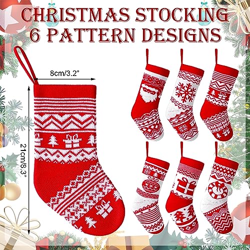 Liitrsh 12 Pcs Christmas Stockings 8" Knitted Red Decor Set