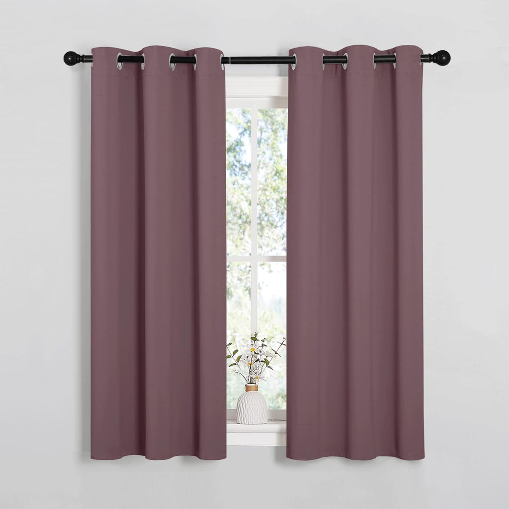 NICETOWN Blackout Window Curtain Panels - Thermal Insulated Draperies in Dry Rose | 34 x 54 Inches, 1 Pair